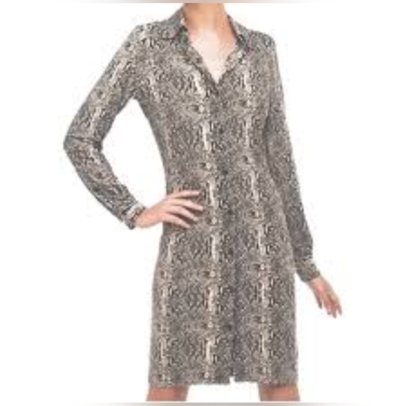 Revolve Norma Kamali Snake Print Shirt Dress Long Sleeve Collared M - Picture 1 of 9